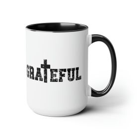 Accent Ceramic Coffee Mug 15oz - Grateful Cross Black Illustration