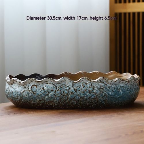 Succulent Flower Pot Shallow Mouth Oval Rectangular Large Diameter Platter Porcelain Simple Retro Stoneware Succulent Flower Pot Shallow Mouth Oval Rectangular Large Diameter Platter Porcelain Simple Retro Stoneware