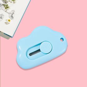 Mini Retractable Utility Knife Box Cutter Letter Opener Pocket Knives Colorful Mini Slides Open For Letter Small Box Opening Paper Cutting DIY Crafts (Color: Cloud-blue)